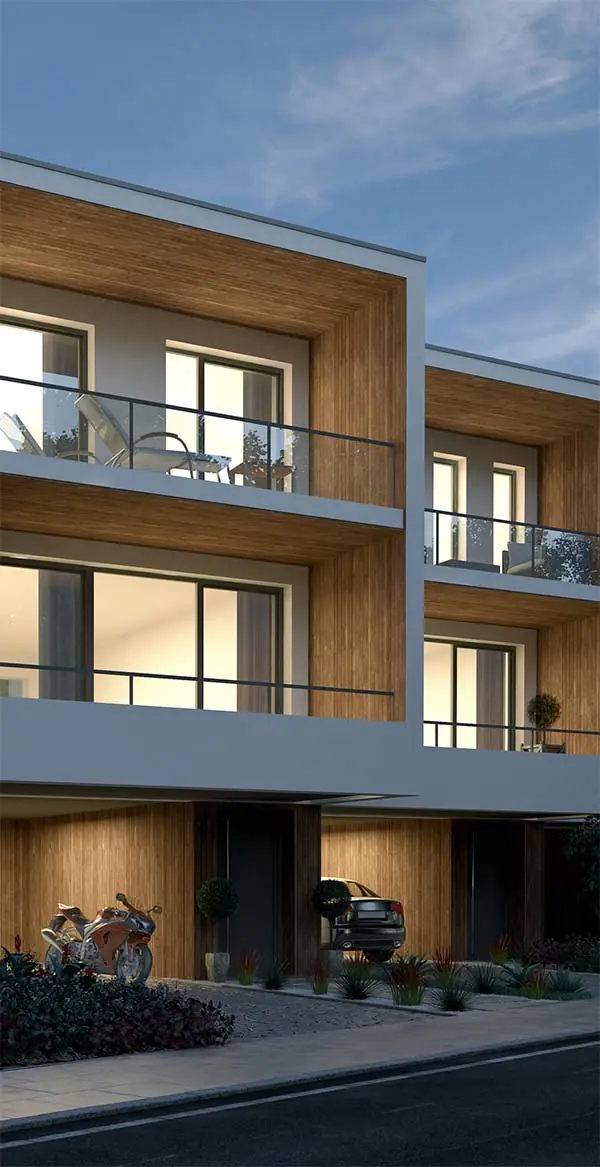 Fachada de apartamentos de lujo en Mallorca con diseño arquitectónico moderno
